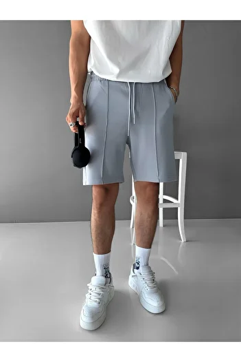 ablukaonline Gray Men's Oversize Shorts - Elastic Waist