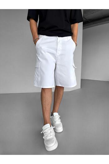 ablukaonline White Men's Shorts - Super Baggy Fit, Cargo Pocket