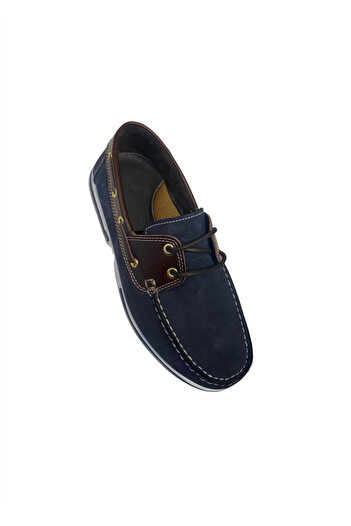 Riverland Y-03 Men's Navy Blue-Brown Nubuck Leather Casual Shoes