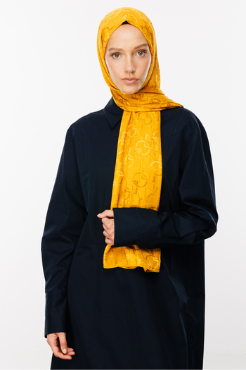 Mooncorn Saffron Longar Pattern Shiny Jacquard Shawl