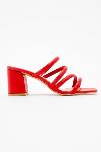 Ccway 4-Piece Women's Heeled Slippers RED SKIN