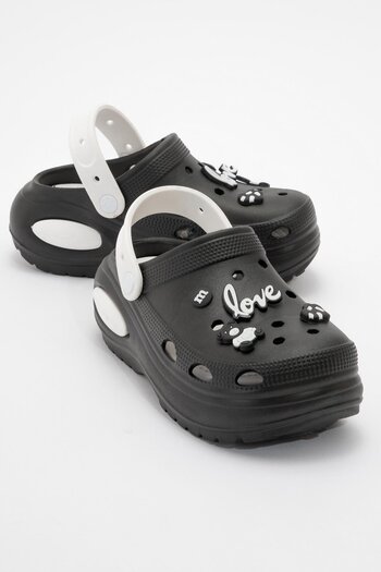 Ccway Women's Sabo Slippers BLACK