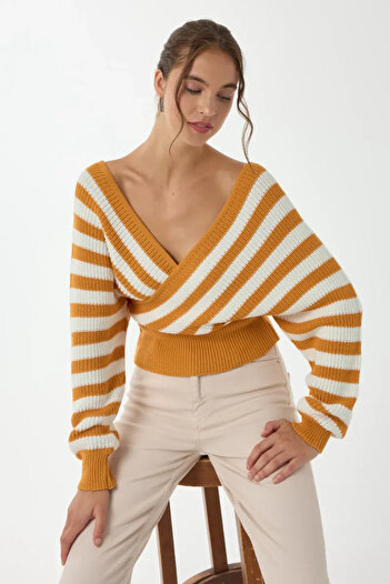 Hiccup Striped Cross Neck Sweater