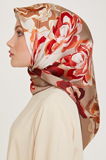 Armine Μεταξωτό φουλάρι 2025 Χειμώνας - 9234-01 Mink Burgundy Twill