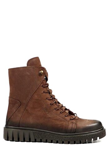 Hammer Jack Γυναικείες μπότες από γνήσιο δέρμα καφέ Thin Ykm Nubuck
