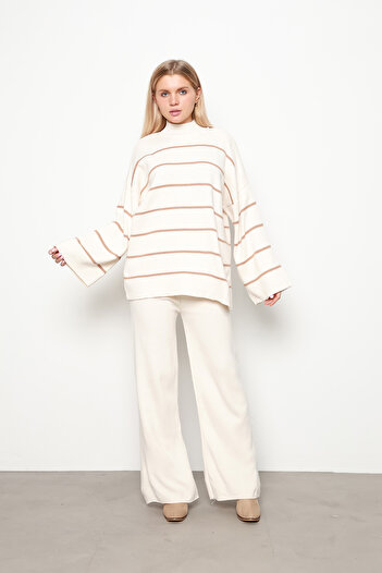 İKLİM LİFE Mink Striped Knitwear Trousers Set