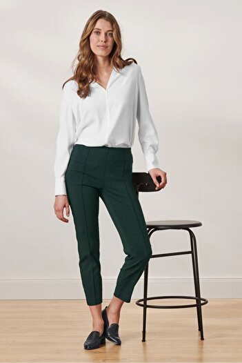 Tchibo Women Plain Stretchable Chino Pants, Dark Olive