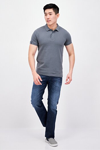 Threadbare Men Regular Fit Short Sleeve Textured Polo Shirt, Sage Green