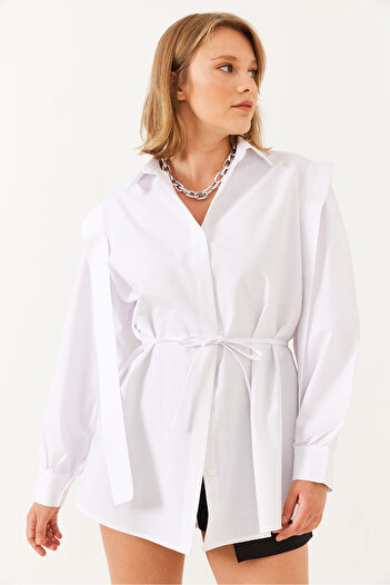 Bianco Lucci Women's Rope Tie Design Shirt 60701001