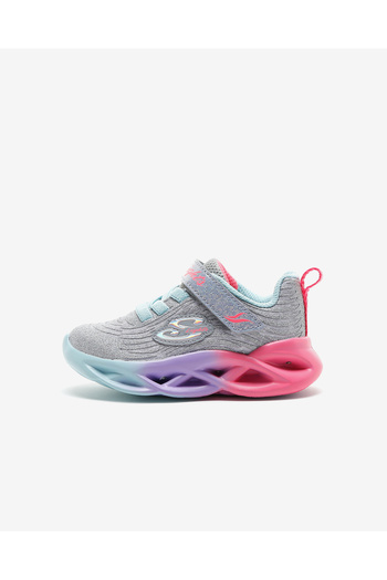 SKECHERS Twisty Brights - Color Radian Little Girl Gray Lighted Sports Shoes 302325N Smlt