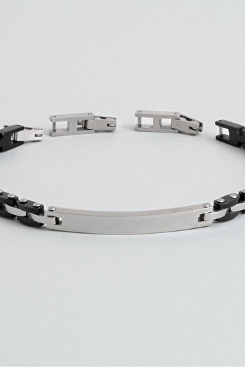 So CHIC... Black Detailed 21 cm Steel Men's Bracelet