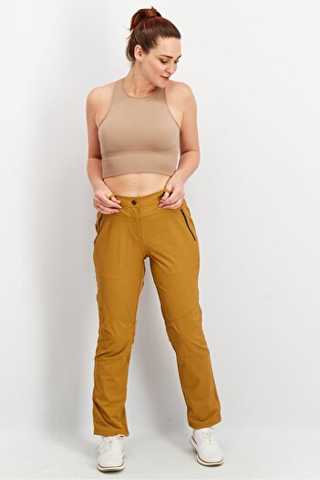 Tchibo Women Regular Fit High Rise Soft Shell Solid Pants, Brown