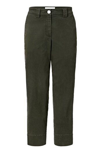 Tchibo Women Tapered Fit Solid Chino Pants, Olive