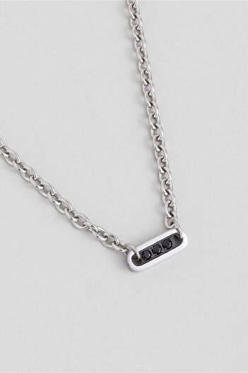 So CHIC... 55 cm Steel Men's Necklace with Zircon Stone Detail