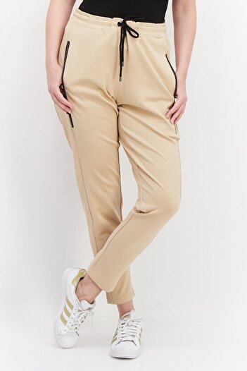 Samoon Women Drawstring Plain Sweatpants, Tan