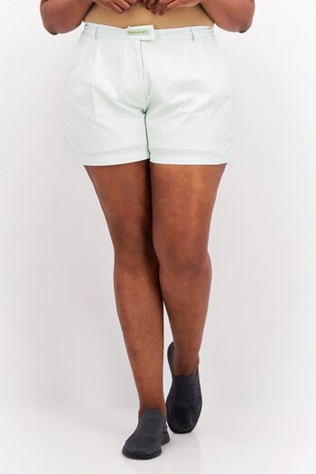 Reebok Women Plus Size Brand Logo Training Shorts, Light Green