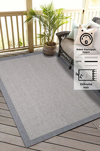 Konfor Halı Konfor Sisalux 3092 Gri Jüt Tabanlı Modern Dokuma Kilim Sisal Hasır Halı