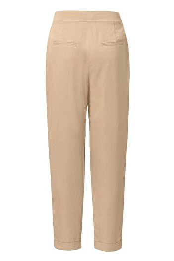 Tchibo Women Modern Fit Plain Straight Leg Pants, Beige