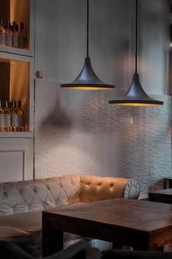 Bamyum Geniş Siyah Metal Avize Mutfak Yatak Odası Salon Hol Cafe Ofis Pastane Masaüstü Sarkıt Lamba