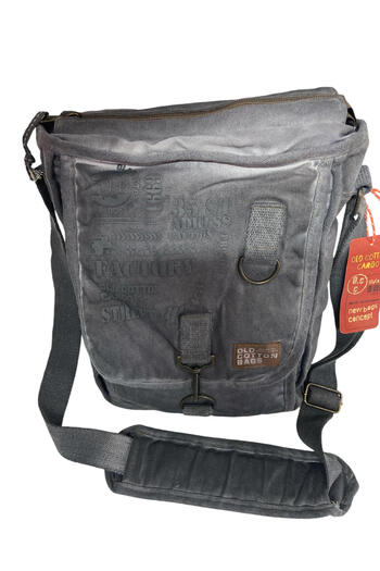Old Cotton Vintage Casual Quality Unisex Stonewashed Fabric School Travel Messenger Bag 27X33Cm