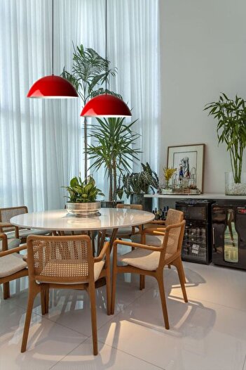 Bamyum Lipeo Kırmızı Avize Tekli Sarkıt Salon Mutfak Kuaför Cafe Lamba Dekoratif Aydınlatma Pastane