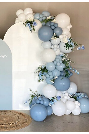Çemrek Süs Parti Blue White Balloon Chain Set of 100
