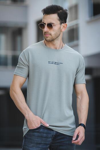 Oksit Ft Dont Limit Printed Waffle Crew Neck Lycra Slim Fit Men's T-Shirt