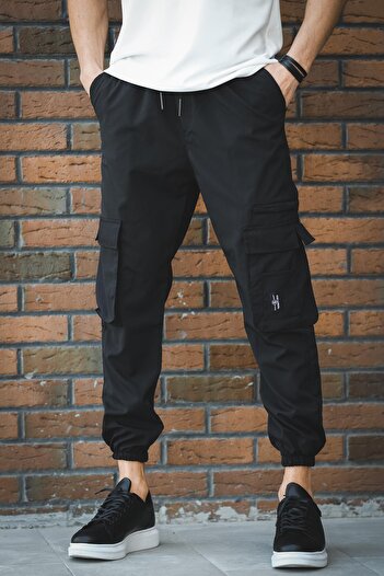 Oksit Bl 2135 Court Parachute Straight Drawstring Leg Hunter Tactical Cargo Pocket Men's Tracksuit Bottom