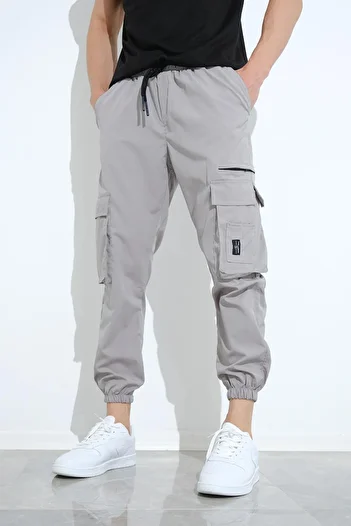 Oksit Bl 2135 Court Parachute Straight Drawstring Leg Hunter Tactical Cargo Pocket Men's Tracksuit Bottom