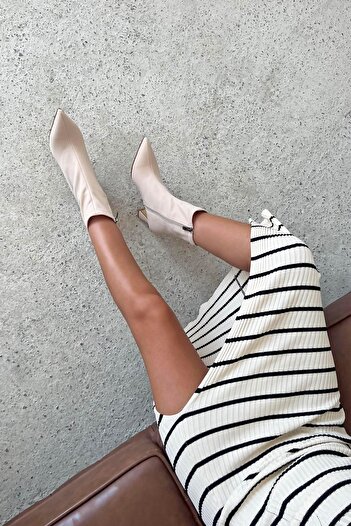 STRASWANS Poppin Γυναικείες υφασμάτινες μπότες Pino Heel Μπεζ