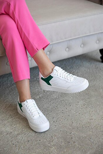 STRASWANS Wantt Women's Leather Suede Sneakers White-green
