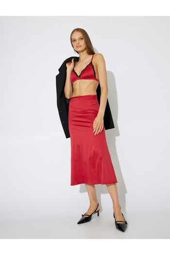 Koton Zeynep Cushioned Satin Skirt and Nightgown Set