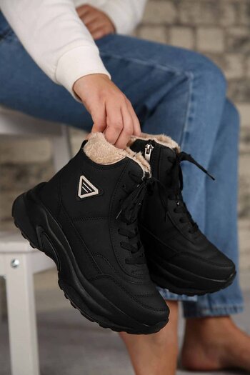 Ccway Αθλητικά Μποτάκια Lace-Up ΜΑΥΡΟ ΜΠΕΖ