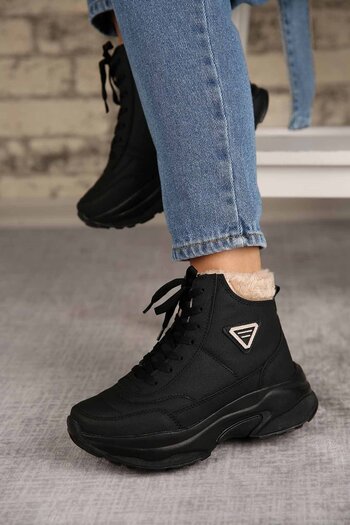Ccway Αθλητικά Μποτάκια Lace-Up ΜΑΥΡΟ ΜΠΕΖ