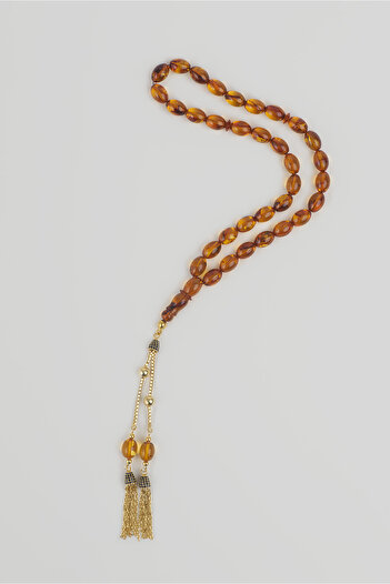 So CHIC... 33 cm Silver Rosary with Natural Amber Stone