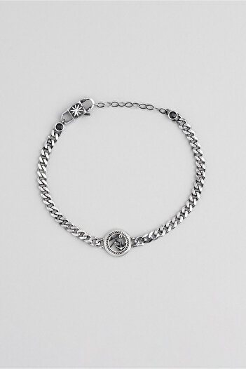 So CHIC... 21 cm Silver Men's Chain Bracelet with Anchor Figure