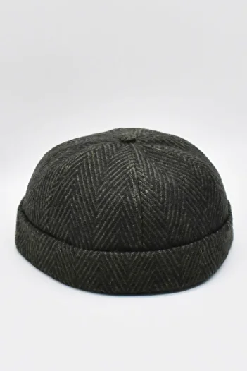 Külah Women's Hipster Folded Cap Zigzag Pattern Docker Winter Wool Hat