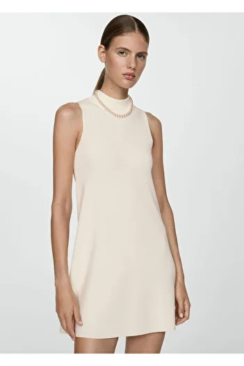 MANGO Woman Perkins Knitwear Dress with collar