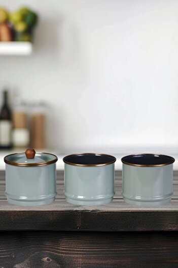 PR HOME Soft Green Enamel Layered Spice Rack Set