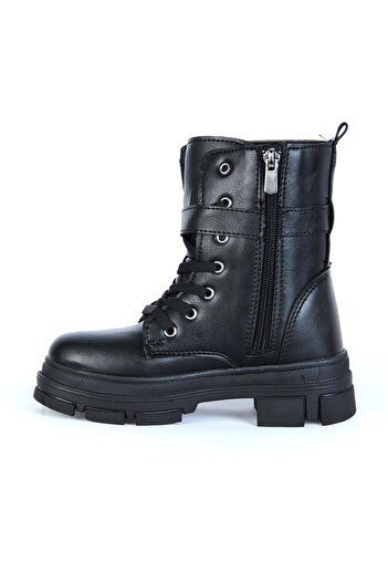 moda ayakkabım Moda Ayakkabı 7640 Tiwingo Siyah Kız Çocuk Bot Ayakkabı