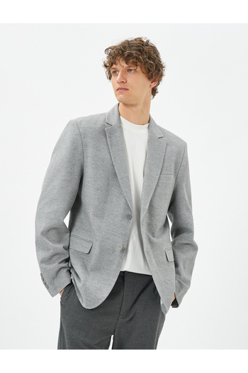 Koton Blazer Jacket Slim Fit Buttoned Double Pocket Detailed