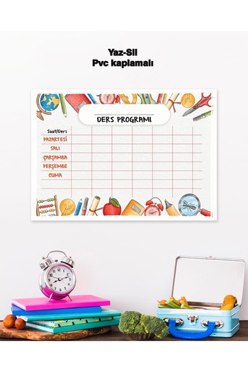 Ayışığı Dizayn School Classroom Schedule Planner Yaz-Erase Pvc Poster 21x30 cm