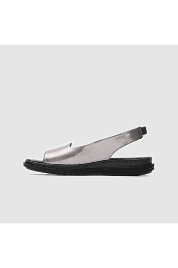 TOGO Platin Hakiki Deri Kadın Comfort Sandalet [060199]