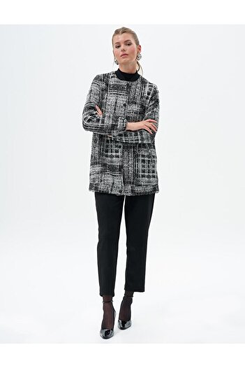 Kayra Snap Closure College Collar Jacket Black