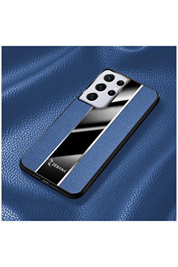 Zebana Samsung Galaxy S24 Ultra Uyumlu Kılıf Zebana Premium Deri Kılıf Mavi