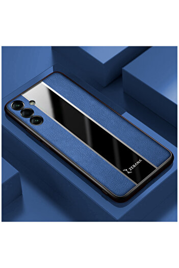 Zebana Samsung Galaxy A35 5G Uyumlu Kılıf Premium Deri Kılıf Mavi