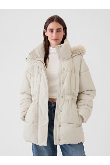 GAP Kadın Kırık Beyaz PrimaLoft® P.U.R.E.™ Big Puff Şişme Mont