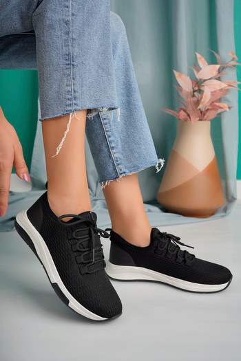 pasyone Black Women's Mesh Casual Shoes