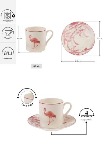 Karaca Jungle Set of 6 Coffee Cups 80 ml