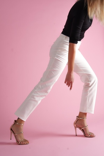 DİVOLYA Toryo Gold Three-Stripe (10 cm Heel) Shoes